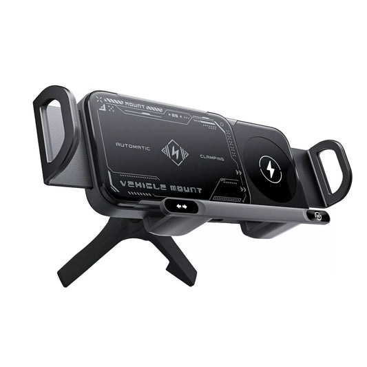 Smart 15W Wireless Car Charger — Auto-Grip & 90° Rotation (iPhone + Android Compatible)